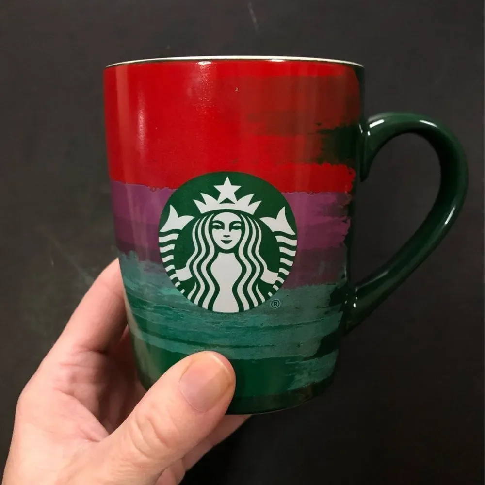 Starbucks 2021 Brushstrokes Red Purple Green Mermaid Siren‎ 10oz Coffee Mug 4
